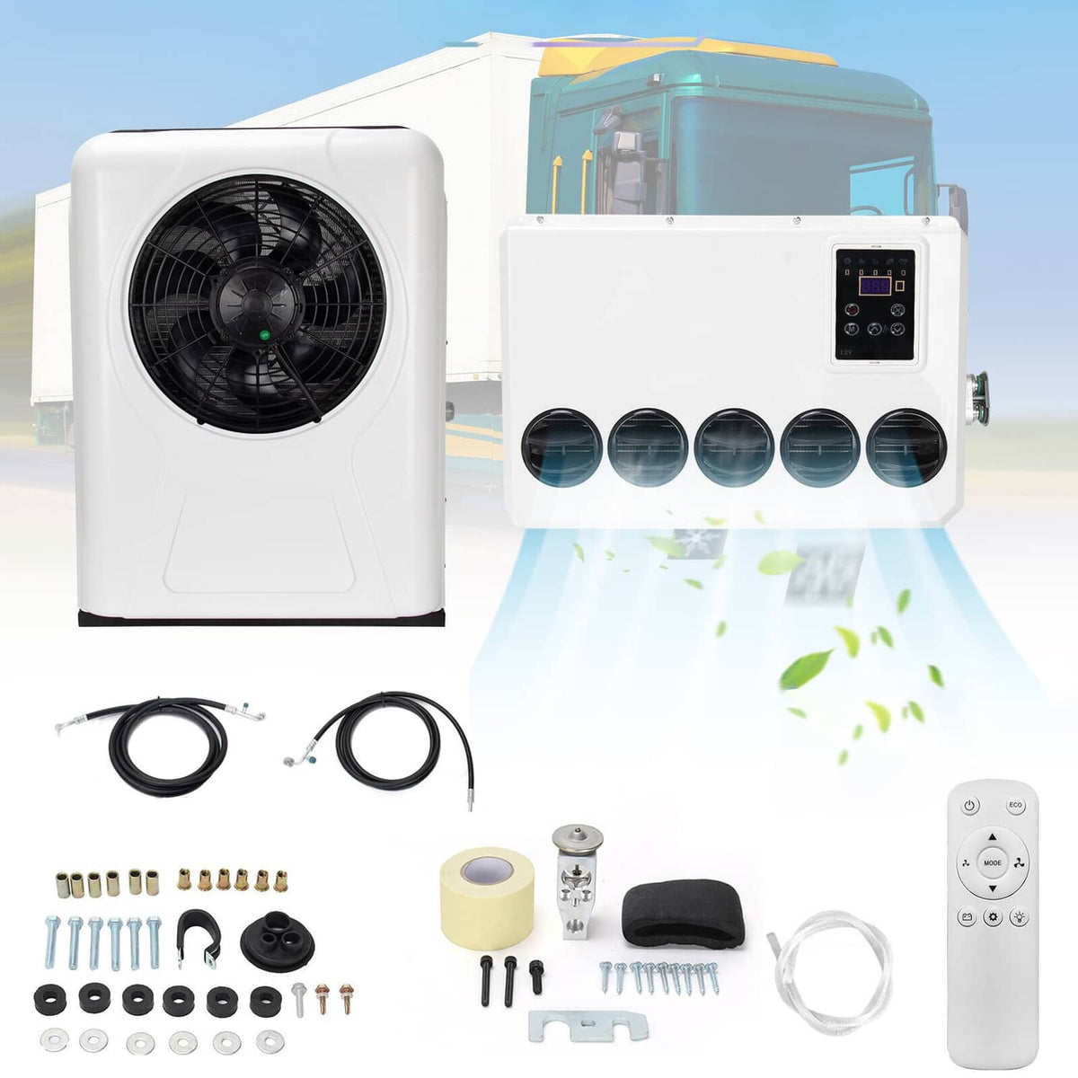 Bethesda Industrial 12V 12000BTU Truck Cab Air Conditioner Split AC For Semi Trucks Bus RV Caravan