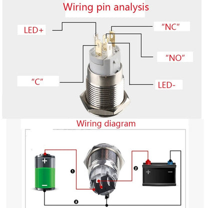 Bethesda Industrial ATV Motorcycle Switch Light LED ON OFF Latching Button Stainless steel bracket