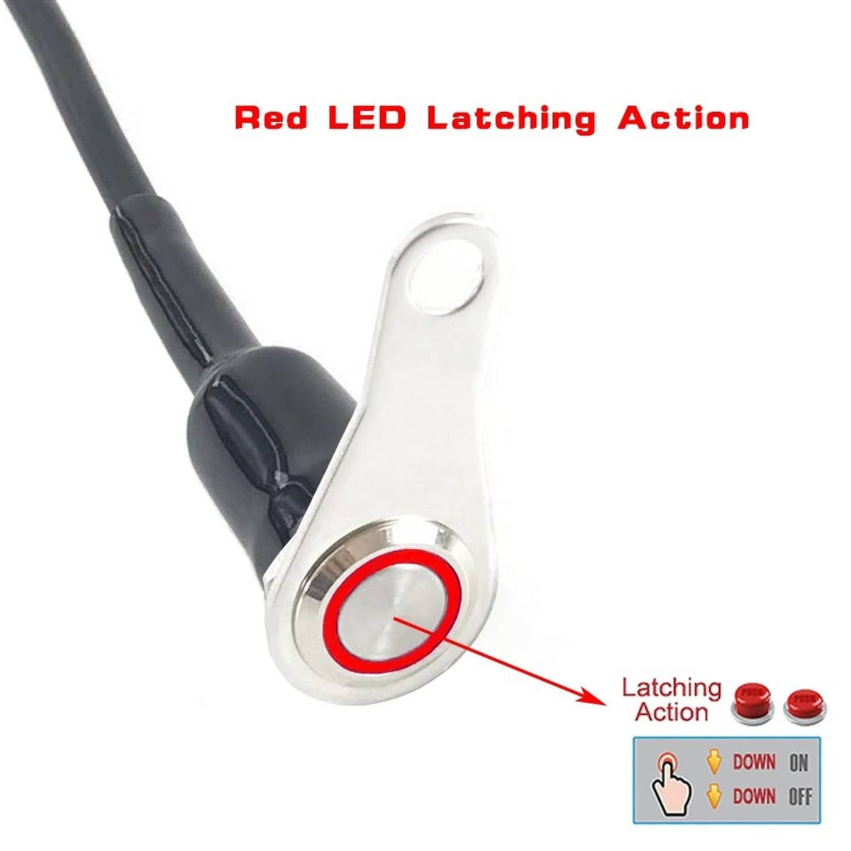 Bethesda Industrial ATV Motorcycle Switch Light LED ON OFF Latching Button Stainless steel bracket