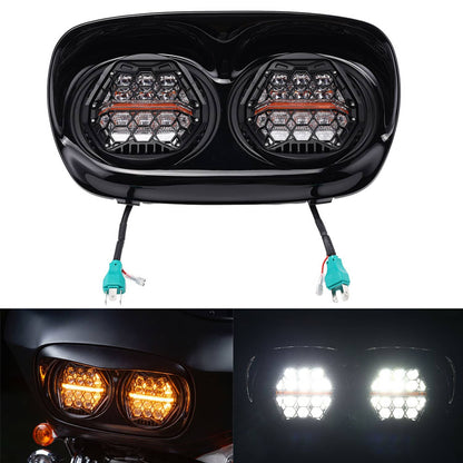 Bethesda Industrial Plug&Play LED Headlight with High Low Beam Amber DRL For Harley Road Glide 98-13