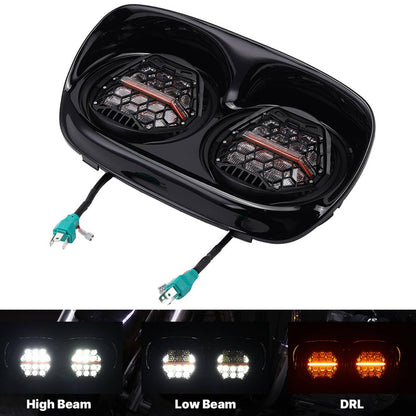 Bethesda Industrial 5.75'' 5-3/4" Dual LED Headlight Head Lamp Hi-Low For Harley Road Glide 1998-13