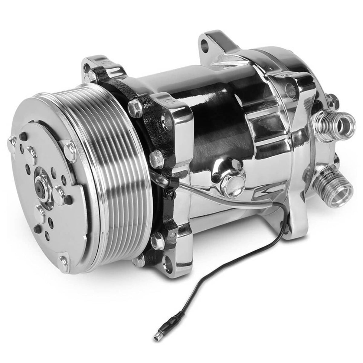 Bethesda Industrial AC Compressor w/ Clutch for Sanden 508 Style 8-Groove Serpentine Belt Aluminum