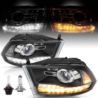 Bethesda Industrial For 2009-2018 Dodge Ram 1500 2500 3500 Black Projector Headlights with LED DRL