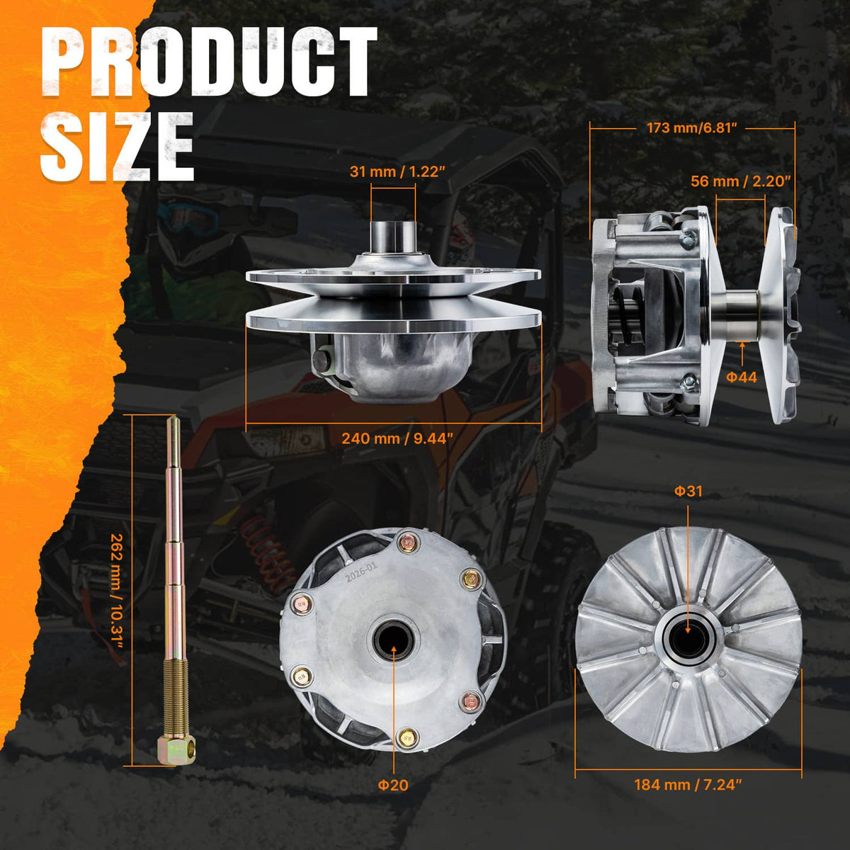 Bethesda Industrial PRIMARY & SECONDARY DRIVEN CLUTCH + Puller FOR 2016-2022 POLARIS RZR 1000 XP & S