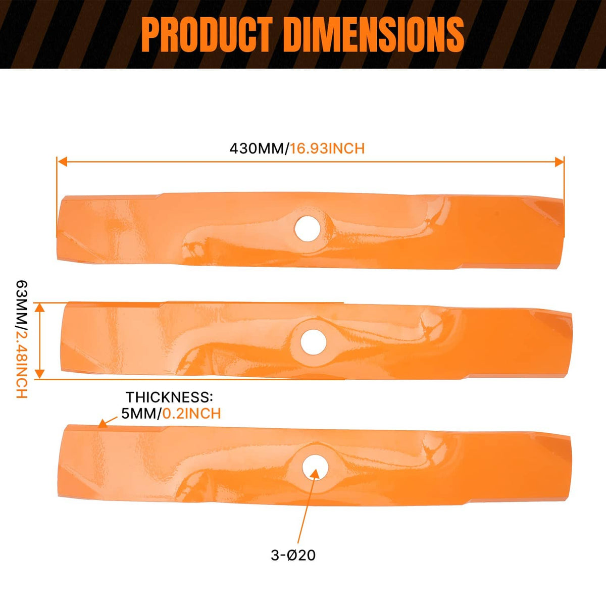 Bethesda Industrial M145476 UC22009 Mower Blades for John Deere 48 Inch X350 X300 X500 Z425 Z325E