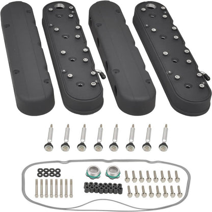Bethesda Industrial 4Pcs Black Valve Covers & Coil Mounts w/Covers for Chevy LS LS1 LS2 LS3 LS6 LS7