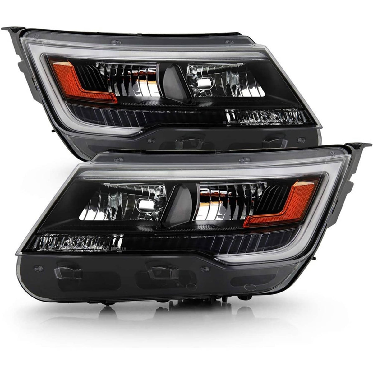 Bethesda Industrial New Pair Headlights Assembly LH+RH For 2016-2019 Ford Explorer Chrome w/ LED DRL