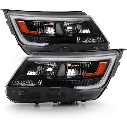 Bethesda Industrial New Pair Headlights Assembly LH+RH For 2016-2019 Ford Explorer Chrome w/ LED DRL