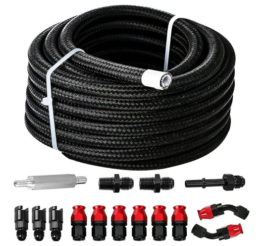 Bethesda Industrial AN6 6AN PTFE LS Swap EFI Fuel Line Fitting Kit w/ 25FT Hose + 15 Fitting E85 New