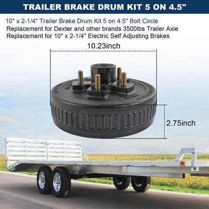 Bethesda Industrial NEW Electric Trailer Brake 10" x 2-1/4" & 5 on 4.5" Hub Drum Kit for 3500 lbs