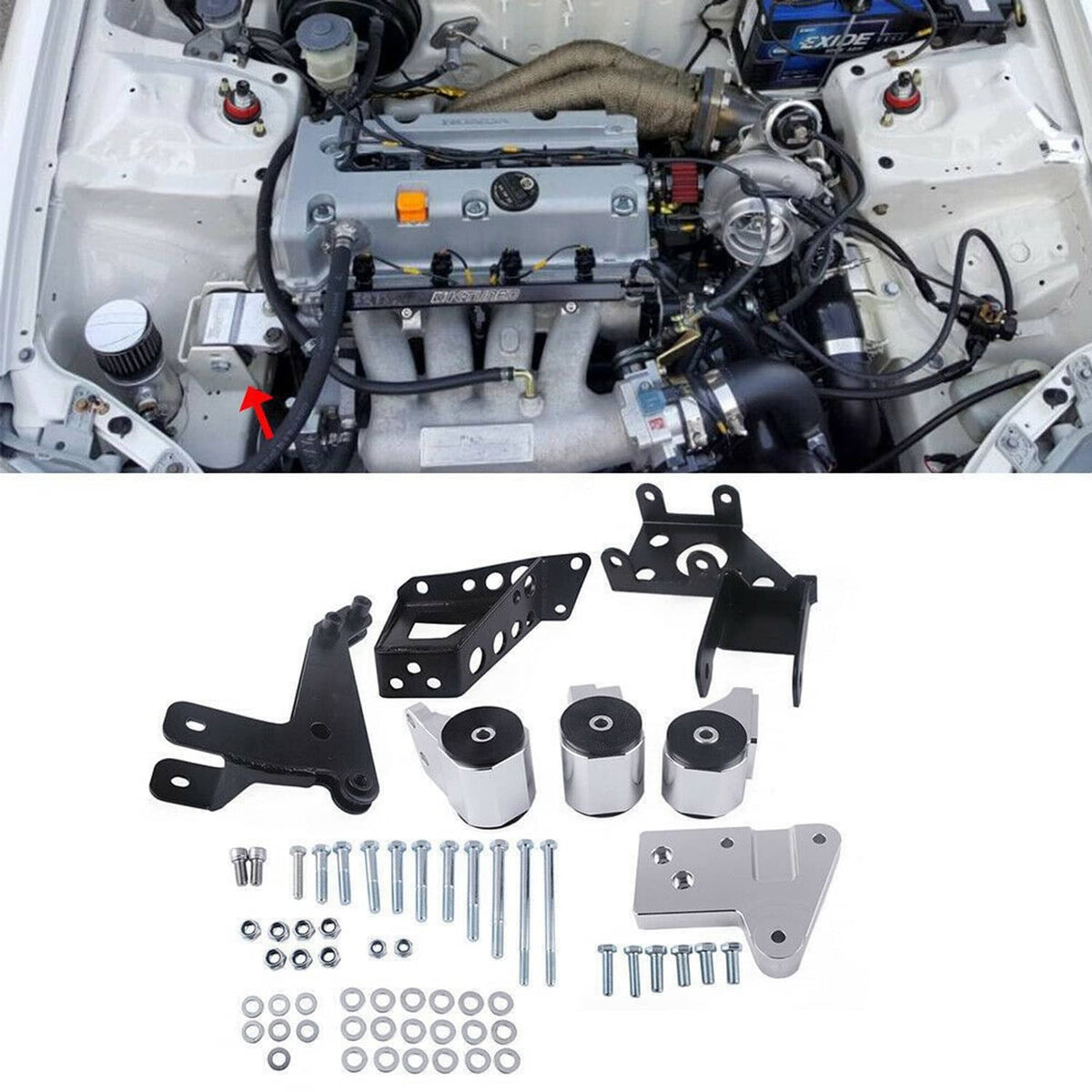 Bethesda Industrial Engine Mount Bracket for Honda Civic 92-95 EG K-Swap K20 K24 K-Series DC2 EG6 DC