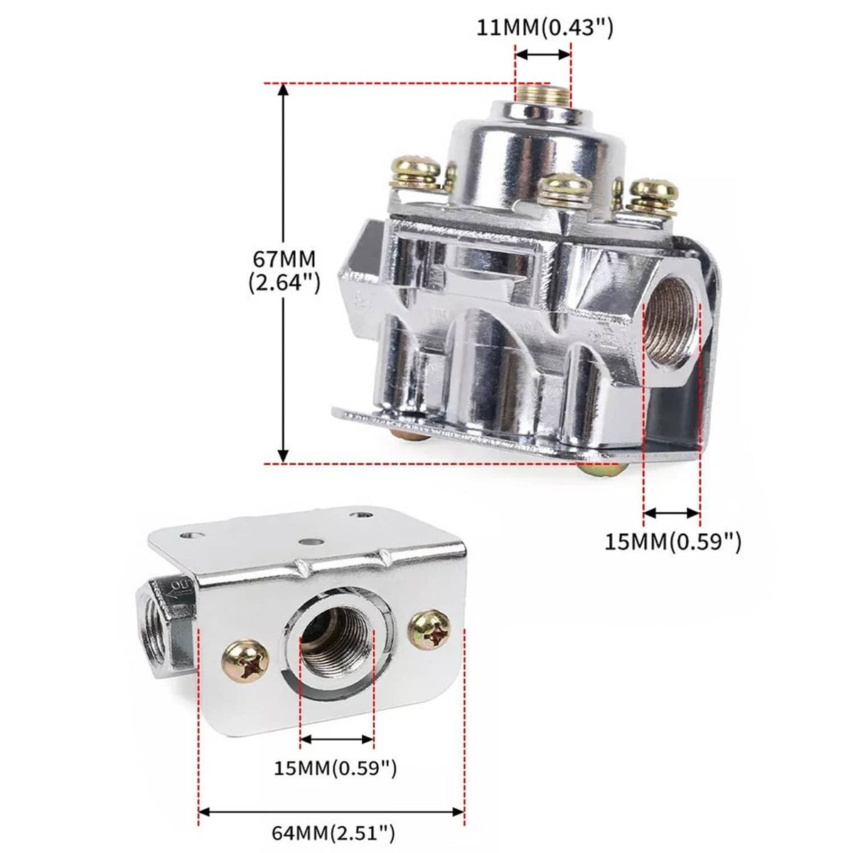 Bethesda Industrial Fuel Pressure Regulator Carburetor Chrome Fit Holley 12-803 2 Port 4 1/2 to9 PSI