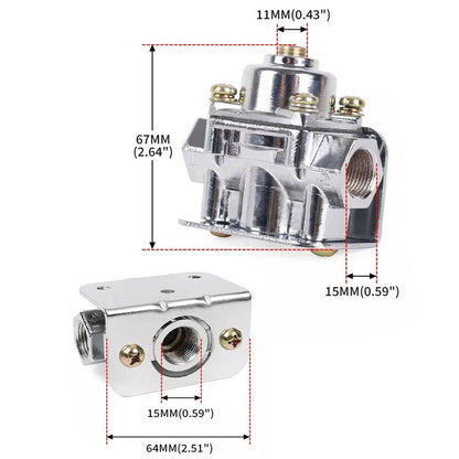 Bethesda Industrial Fuel Pressure Regulator Carburetor Chrome Fit Holley 12-803 2 Port 4 1/2 to9 PSI
