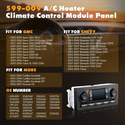 Bethesda Industrial AC Heater Climate Control Module 599-009 For 2003-2007 Chevy GMC Improved Design