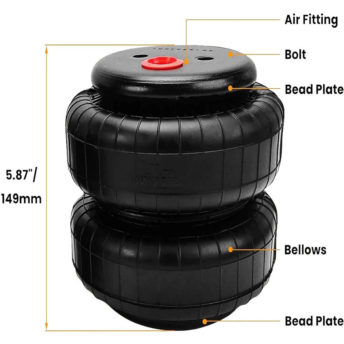Bethesda Industrial Set of 2 Air Ride Suspension Bag Standard 2500 lb 1/2"npt Single Port Universal
