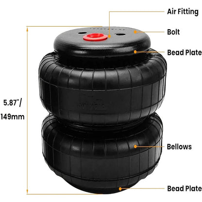 Bethesda Industrial Set of 2 Air Ride Suspension Bag Standard 2500 lb 1/2"npt Single Port Universal