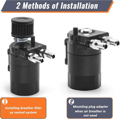 Bethesda Industrial Universal Oil Catch Can Kit Reservoir Baffled Tank with Breather Filter Aluminum