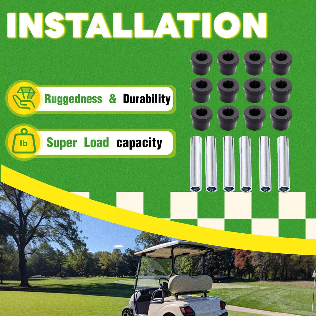 Bethesda Industrial For Club Car Precedent Onward Golf Cart Leaf Spring Bushing Set- Full Kit