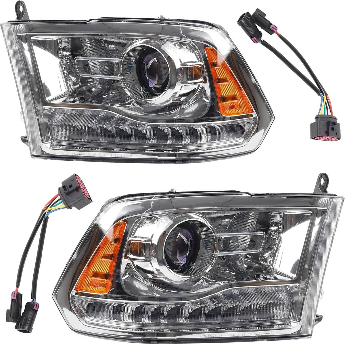 Bethesda Industrial Fit For 2009-2018 Dodge Ram 1500 2500 3500 Chrome Projector Headlights w/LED DRL