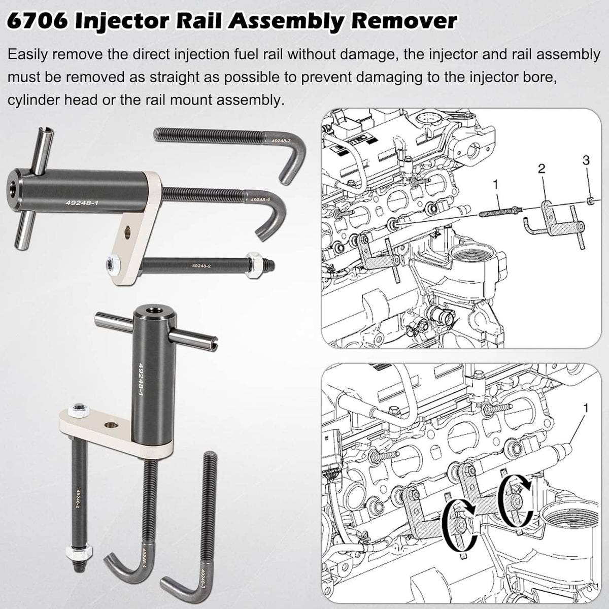 Bethesda Industrial 6706 Fuel Injector Rail Assembly Remover Tool EN-49248 For Chevy GMC Cadillac GM