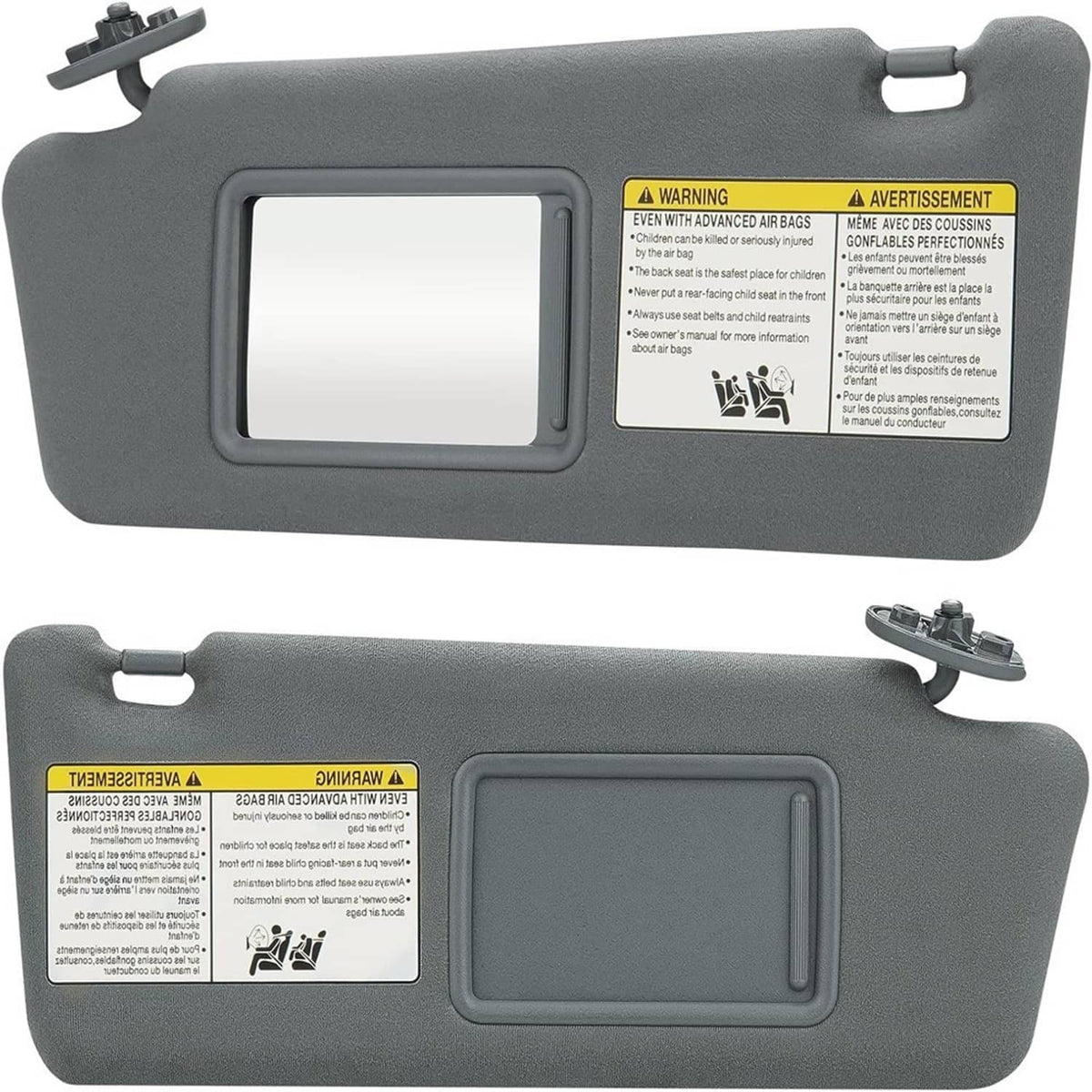 Bethesda Industrial Pair Sun Visor LH Driver & RH Passenger Side For 2005-2015 Toyota Tacoma Gray