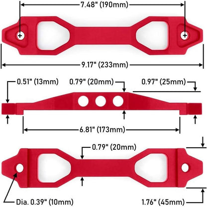 Bethesda Industrial Red Aluminum Car Battery Tie Down Mount Bracket Brace Bar & 10 Inch J-Bolts