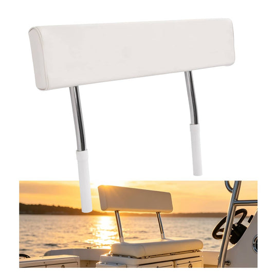 Bethesda Industrial For Universal Boat Seat Backrest W/Folding Arms Leaning Post White + Silvery