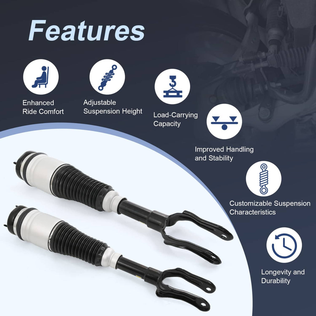 Bethesda Industrial Air Suspension Strut Shocks Front Left & Right For Jeep Grand Cheroke 2011-2015