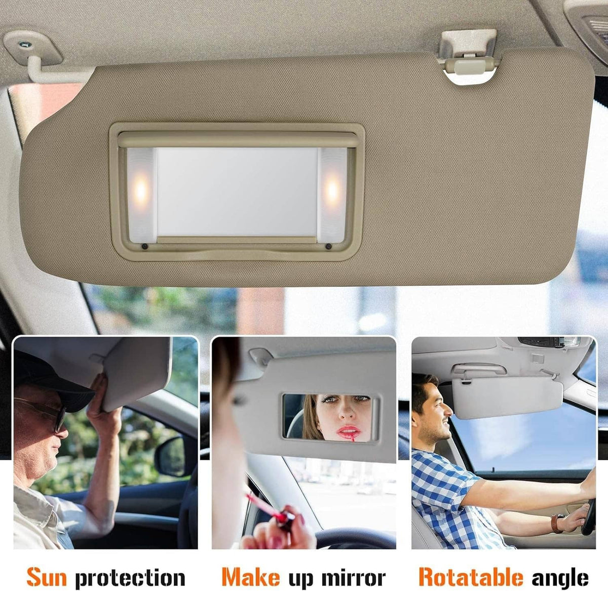 Bethesda Industrial Left Driver Side Sun Visor Beige w/Mirror & Light For 2017-2022 Honda CR-V CRV