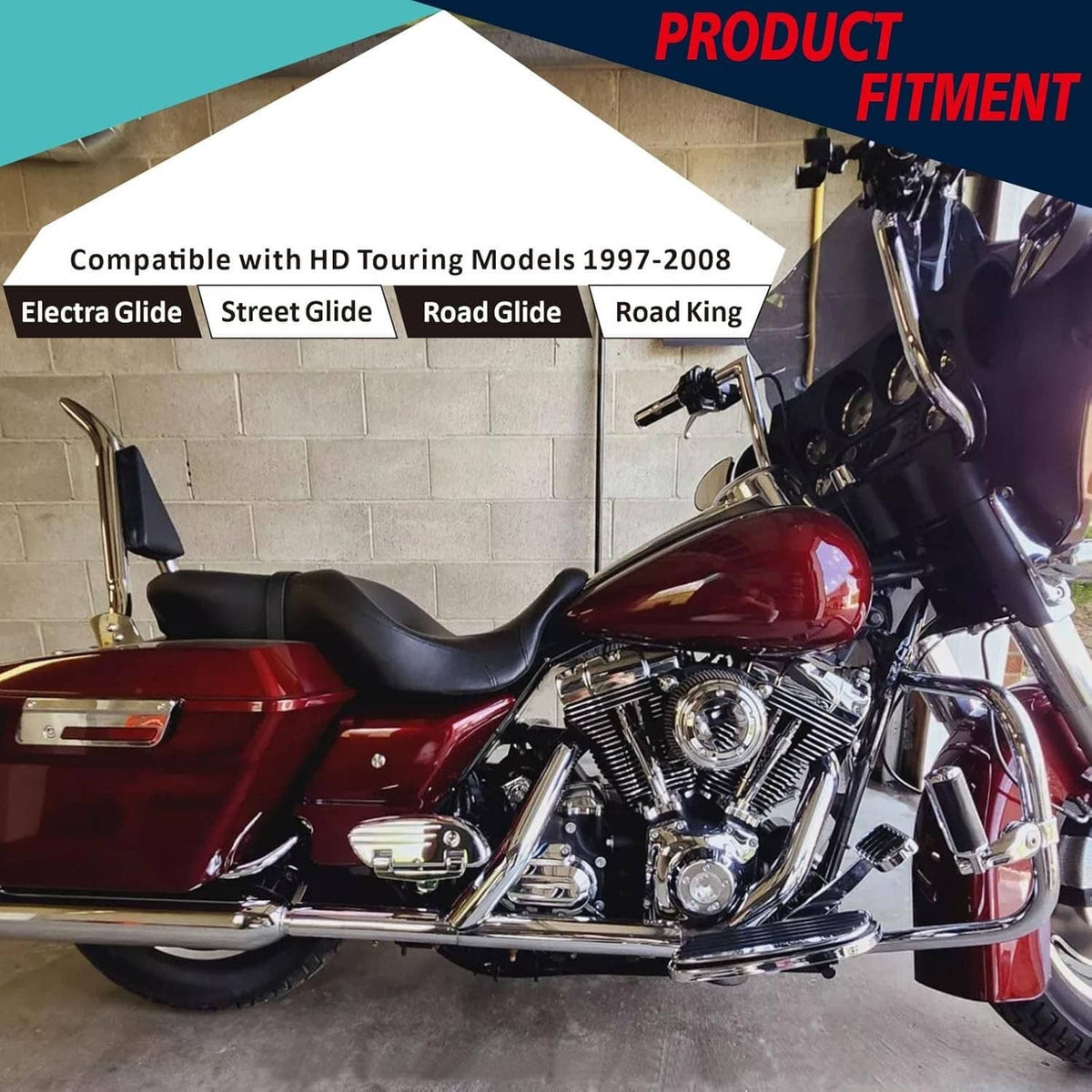 Bethesda Industrial New 22'' Chrome Backrest Sissy Bar For Harley Road King Electra Glide 1997-2008