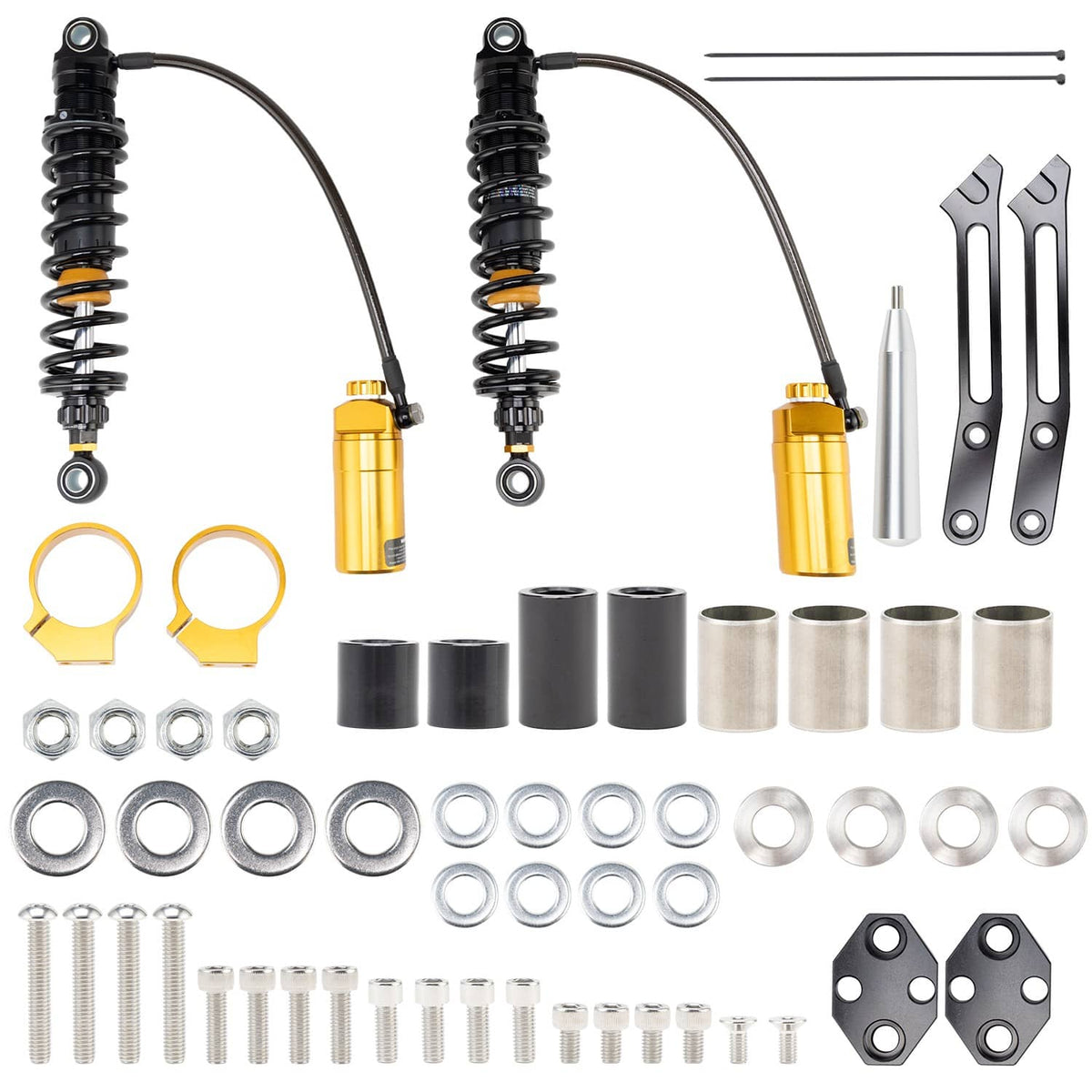 Bethesda Industrial 13" Adjustable Remote Reservoir Rear Shocks Set For Harley Road Glide 2014-2025