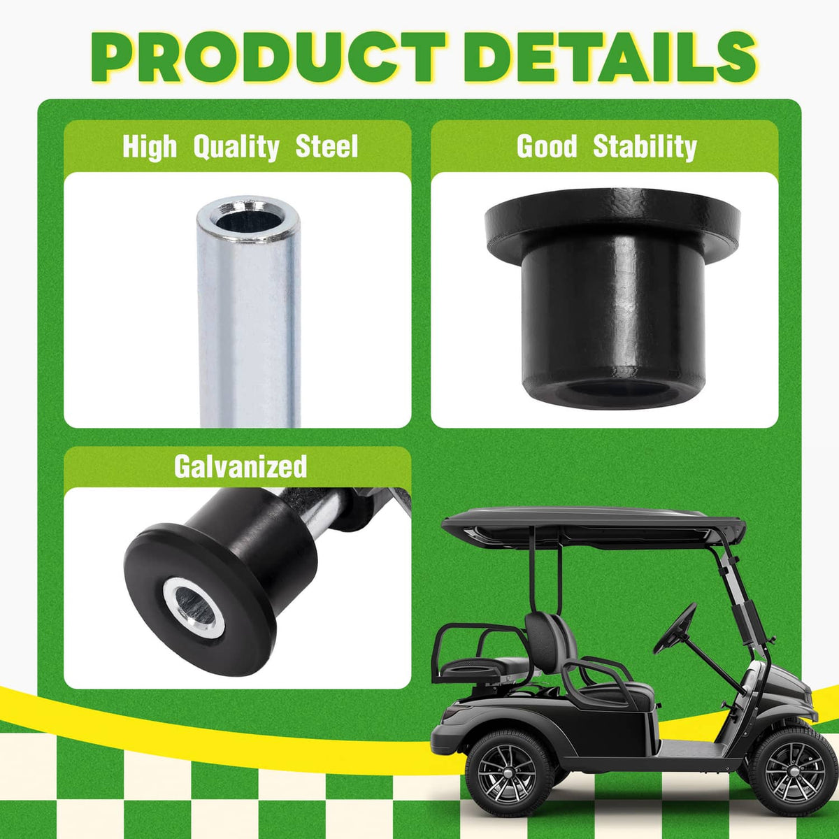 Bethesda Industrial For Club Car Precedent Onward Golf Cart Leaf Spring Bushing Set- Full Kit