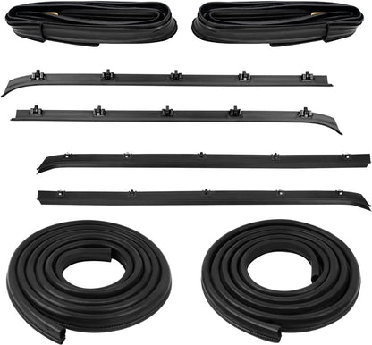 Bethesda Industrial Front Door Window Run Sweep Felts Weatherstrip Seals Kit for Chevy GMC Truck