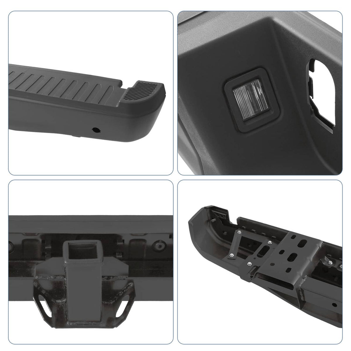 Bethesda Industrial Black Rear Bumper Assembly w/ Max Tow Hitch w/ Sensor Holes For 15-20 Ford F-150