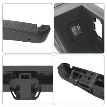 Bethesda Industrial Black Rear Bumper Assembly w/ Max Tow Hitch w/ Sensor Holes For 15-20 Ford F-150