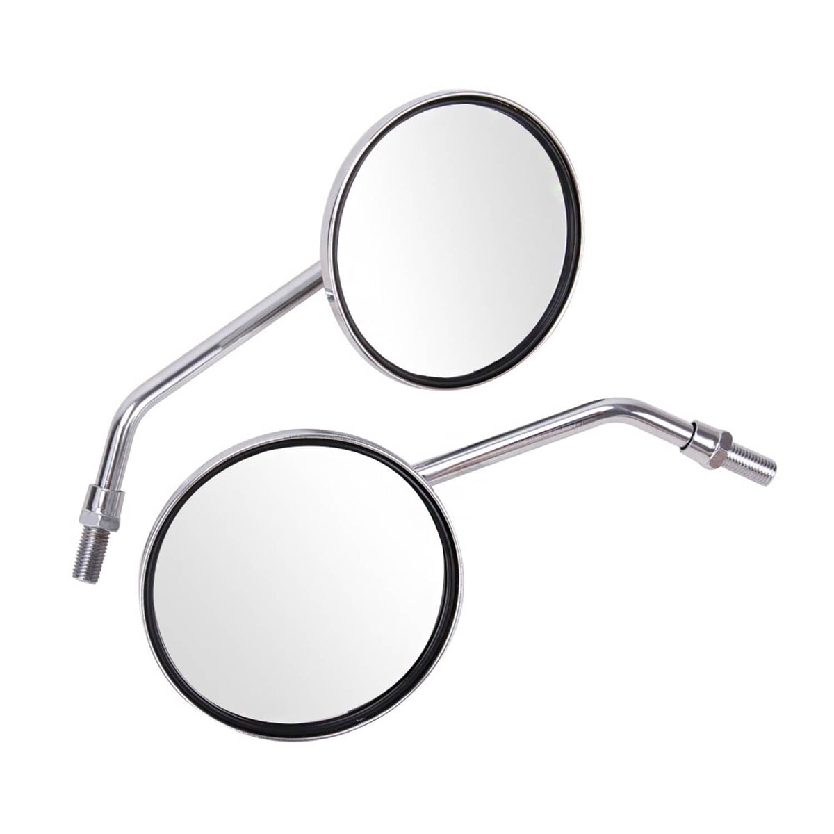Bethesda Industrial 2Pcs Motorcycle Rearview Mirror Set M10/10mm Chrome Round Shape (Classic Style)