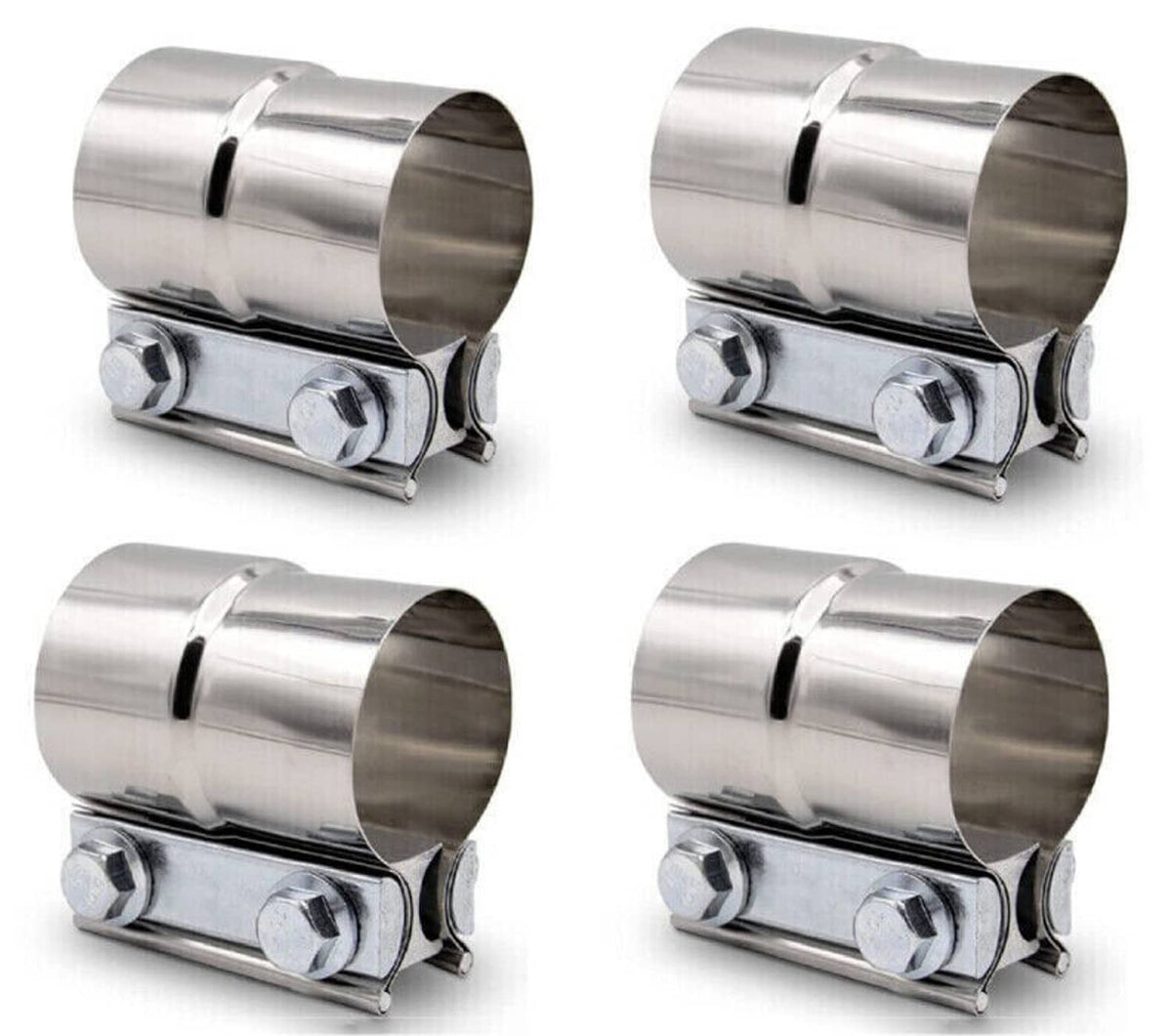 Bethesda Industrial 4Pcs Stainless Lap Joint Exhaust Clamp Sleeve Band For 2.5" inch 2 1/2" OD Pipe
