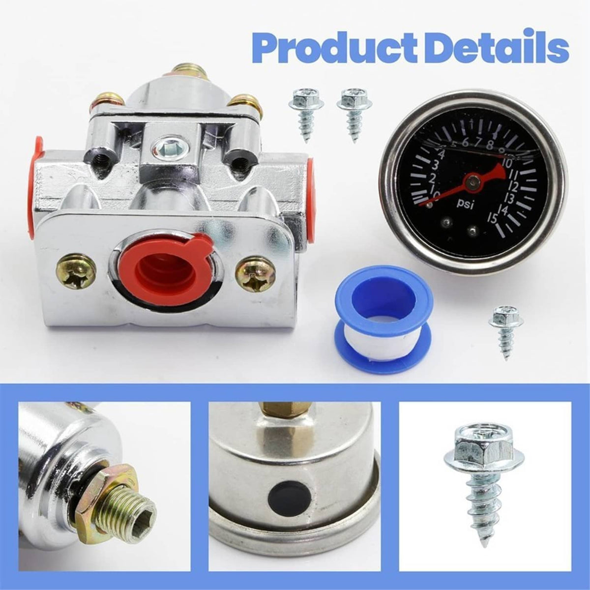 Bethesda Industrial New 12-804 Low Fuel Pressure Regulator Gauge Fit for Carburetor Carb Quick Fuel