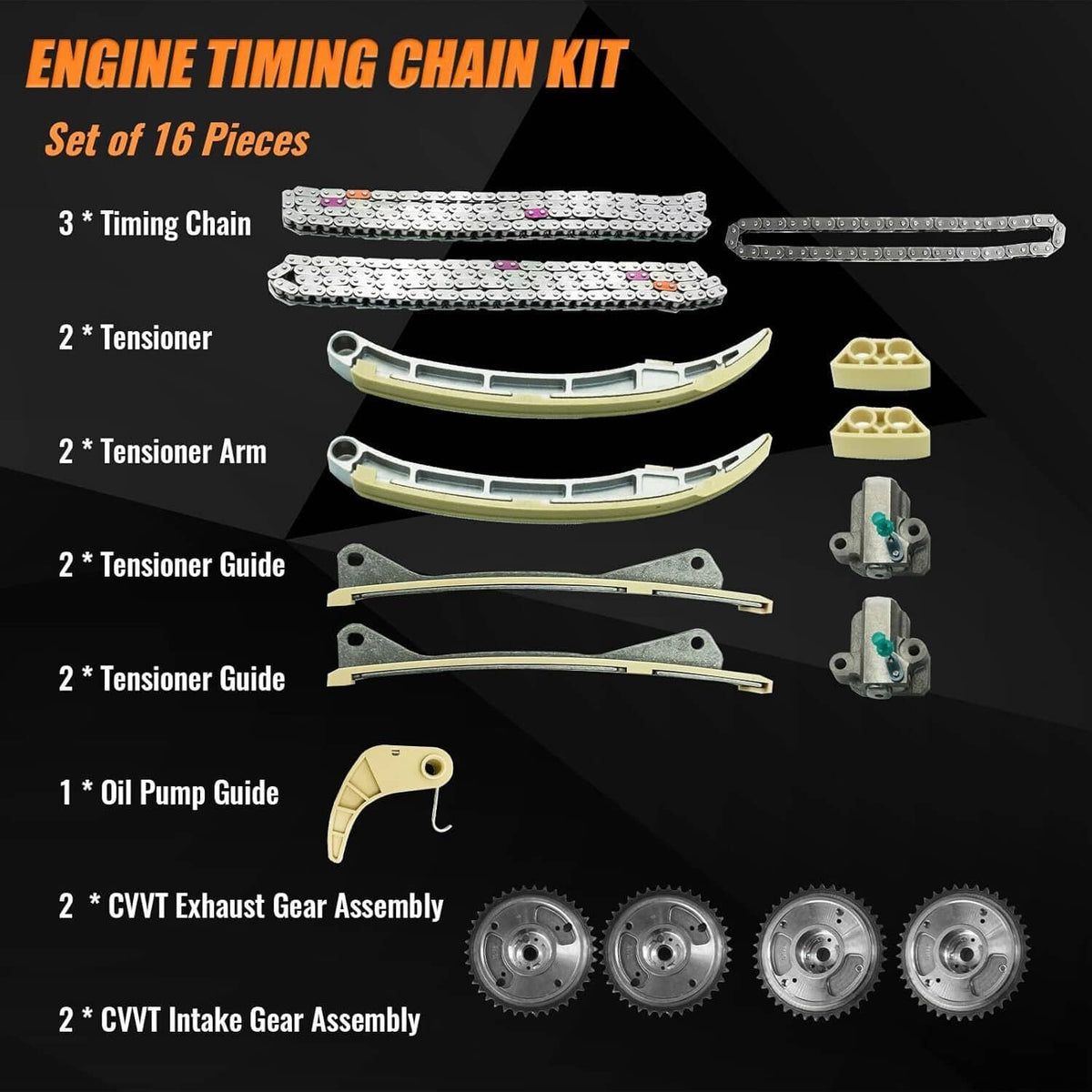 Bethesda Industrial Engine Timing Chain Kit For Hyundai KIA Santa Fe Sorento Azera 3.8 24410-3CGA3