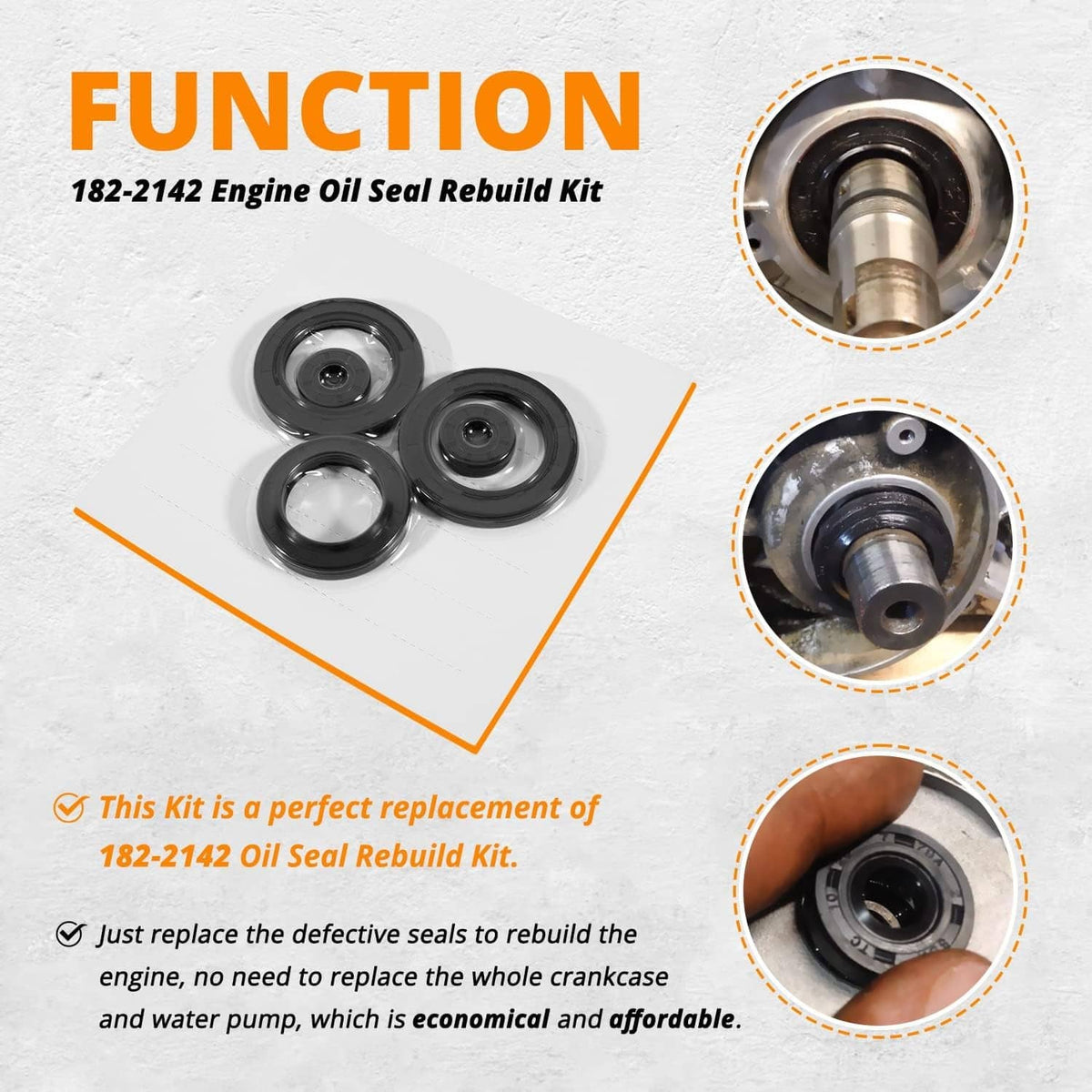 Bethesda Industrial 182-2142 Engine Oil Seal Rebuild Kit 400 400L Fit for Polaris Sport 82114 822124