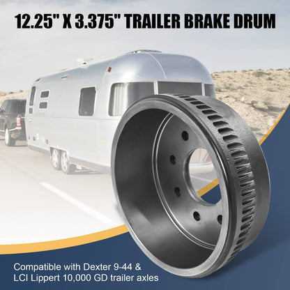 Bethesda Industrial Brake Drum 10,000 GD Trailer Axle 12-1/4 x 3-3/8" For Dexter 9-44 & LCI Lippert