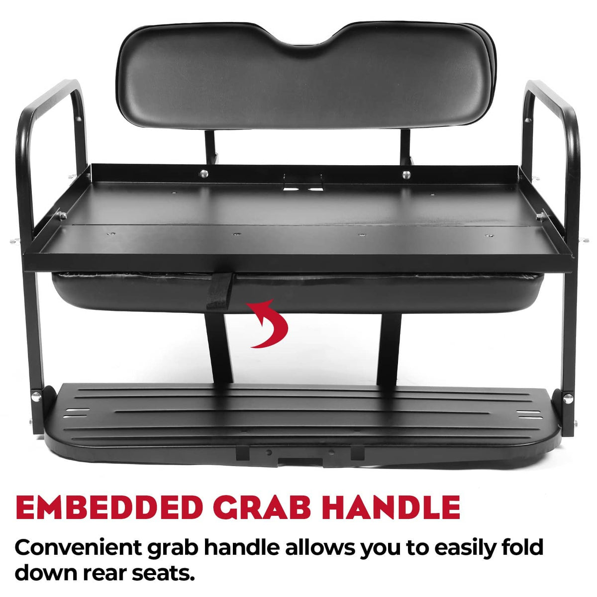 Bethesda Industrial Golf Cart Flip Folding Rear Back Seat Kit Black For EZGO Marathon Pre-1994