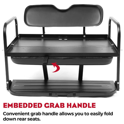 Bethesda Industrial Golf Cart Flip Folding Rear Back Seat Kit Black For EZGO Marathon Pre-1994