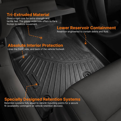 Bethesda Industrial Front & 2nd & 3rd Row TPE Floor Mats Liners Set For 2009-2015 Honda Pilot 4-Door