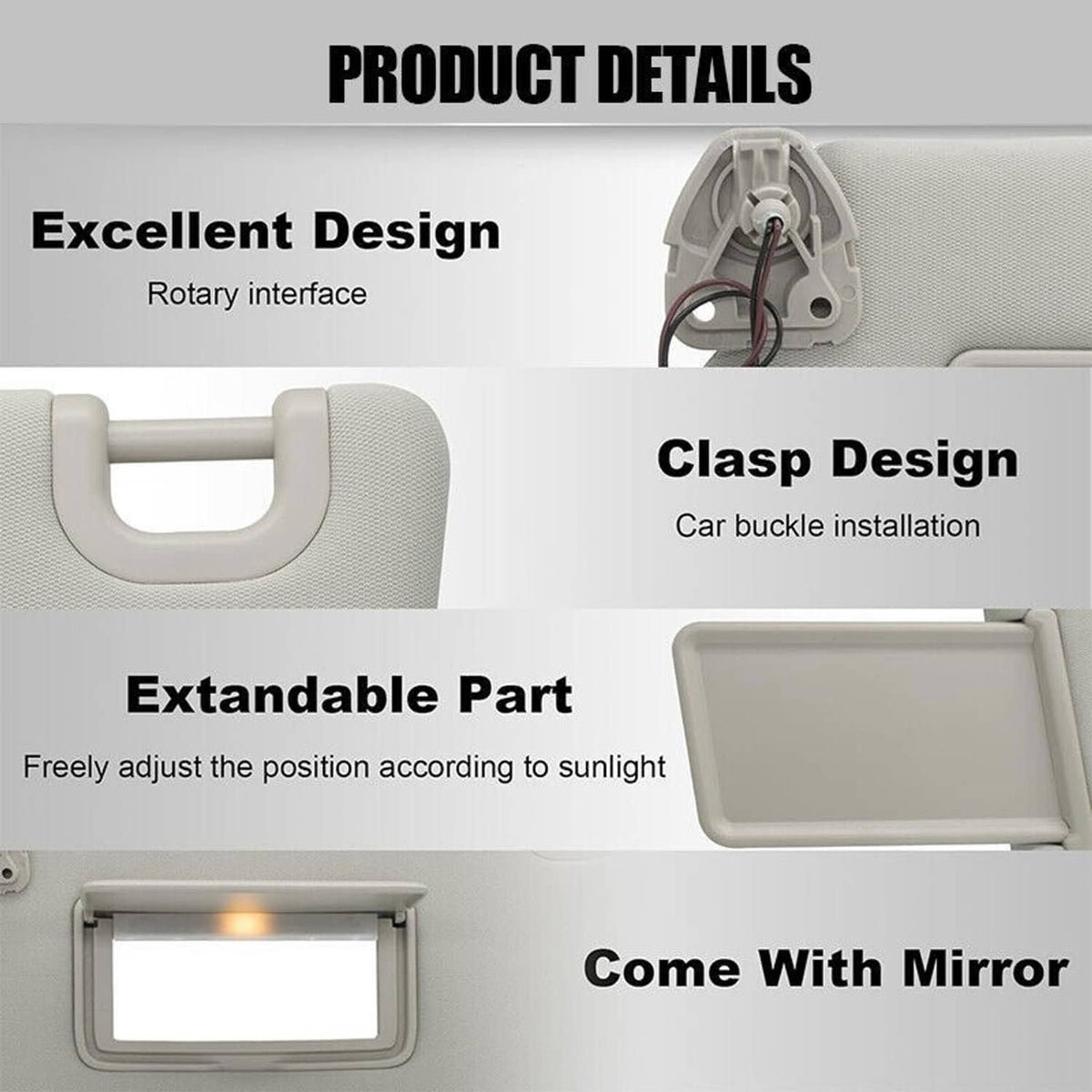 Bethesda Industrial Sun Visor With Lamp Left Driver Gray for 2013-2018 Nissan Pathfinder 96401-9PB0A