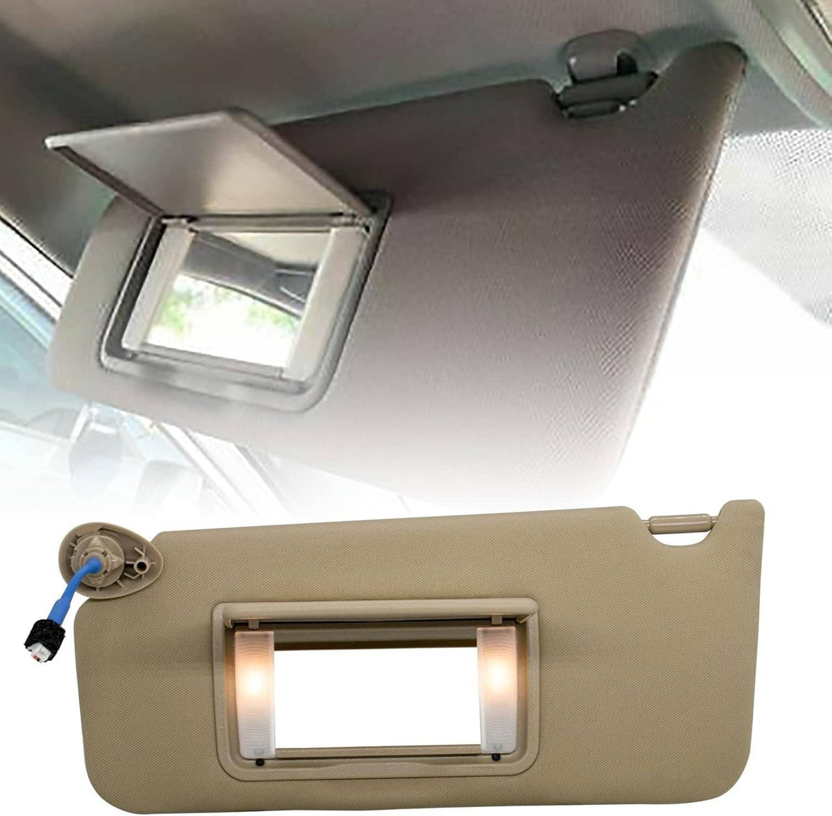 Bethesda Industrial Left Driver Side Sun Visor w/ Light & Mirror For 2008-2017 Honda Accord Beige