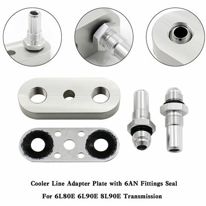 Bethesda Industrial Transmission Cooler Line Adapter Plate with 6AN Fittings Seal 6L80E 6L90E 8L90E