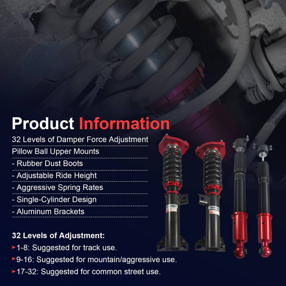 Bethesda Industrial 4PC Full Coilovers Suspension For 08-14 Mercedes-Benz C-Class W204 C250 C350 RWD