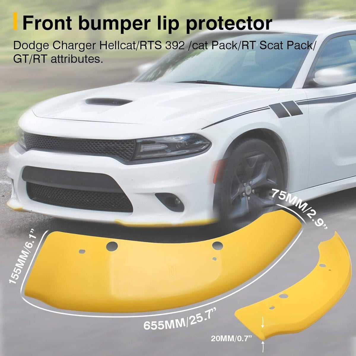 Bethesda Industrial Front Bumper Lip Splitter Trim Cover Yellow For 2015-2022 Dodge Charger SRT Scat