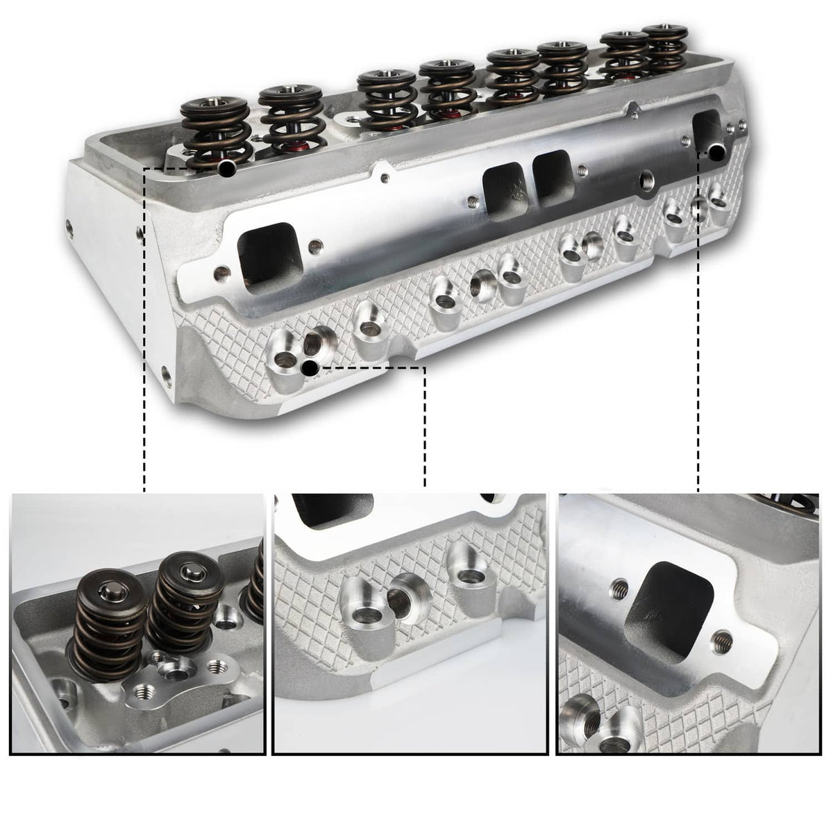 Bethesda Industrial Complete Aluminum Cylinder Head For SBC Chevy 350 190cc 64cc 2.02/1.60 Angle